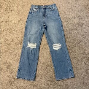 Forever 21 Light Blue Distressed Straight Leg Jeans Size 28